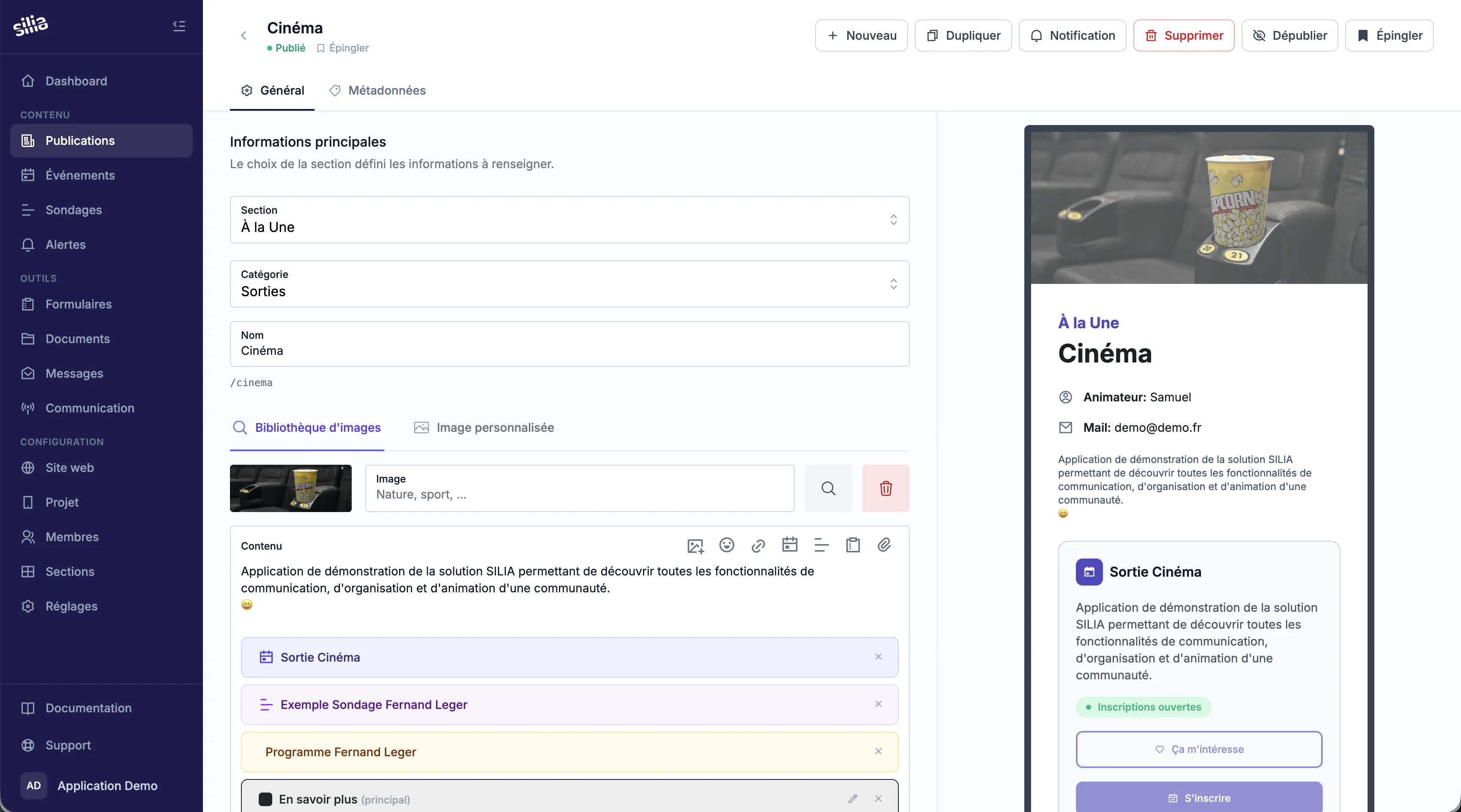 Gestion des contenus